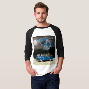 T-shirt Camion de ramassage bleu et équipage de squelette