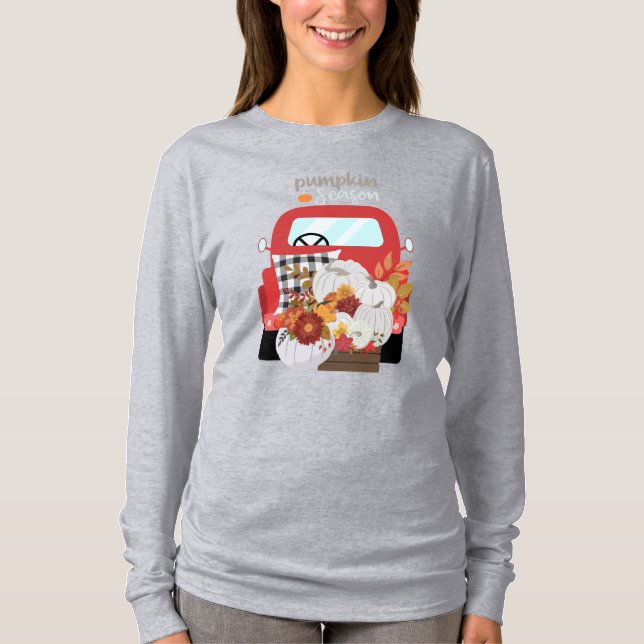 T-shirt Camion de ramassage de la saison citrouille (Devant)