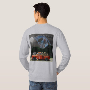T-shirt Camion de ramassage rouge et équipage de squelette