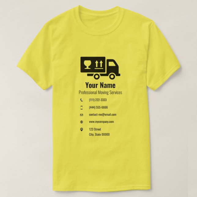T-shirt Camion de services mobiles personnalisable jaune (Design devant)