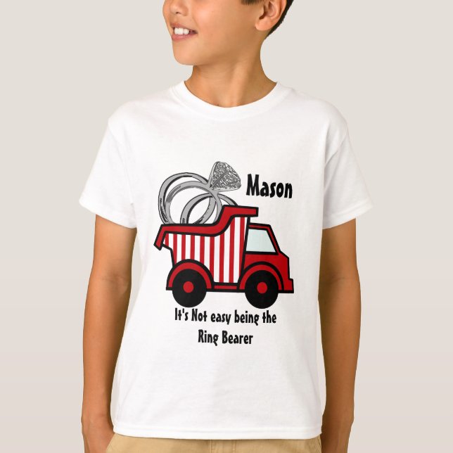 T-shirt Camion de vidange rouge de porte-bague (Devant)