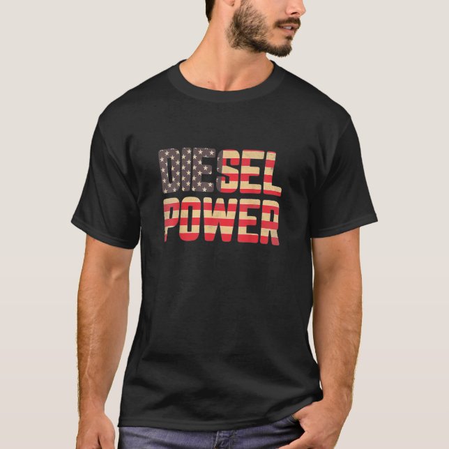 T-shirt Camion Diesel Shirt American Flag Diesel Power Tru (Devant)