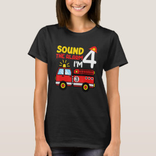 T-shirt Camion d'incendie 4e anniversaire garçon 4 ans pom