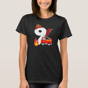 T-shirt Camion d'incendie 9 ans pompier 9e anniversaire ga