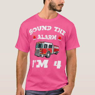 T-shirt Camion d'incendie Enfants 4Anniversaire Garçon Tod