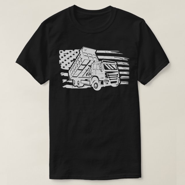 T-shirt Camion Dump Retro America Drapeau Construction Vin (Design devant)