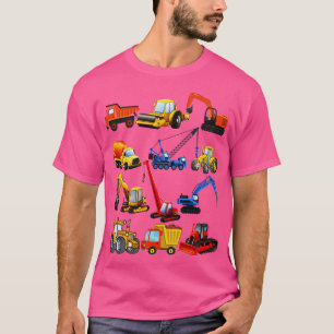 T-shirt Camion Excavateur De Construction Pour Garçons Fil