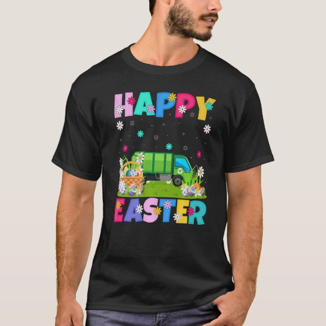 T-shirt Camion Joyeux Pâques Funny Garbage Camion Pâques S (Devant)