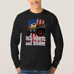 T-shirt Camion Monster Blanc Rouge Et Boom