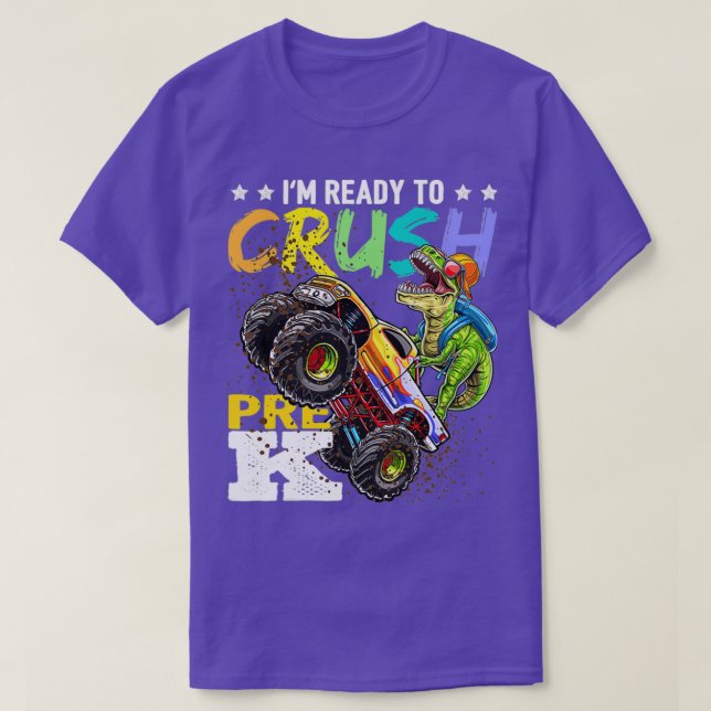 T-shirt Camion Monster de dinosaure pré-K de broyage Retou (Design devant)