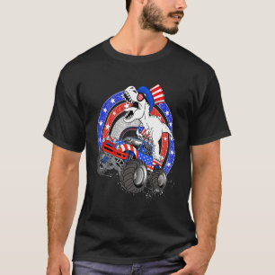 T-shirt Camion Monster Patriotique Cute Dino Rex 4 juillet