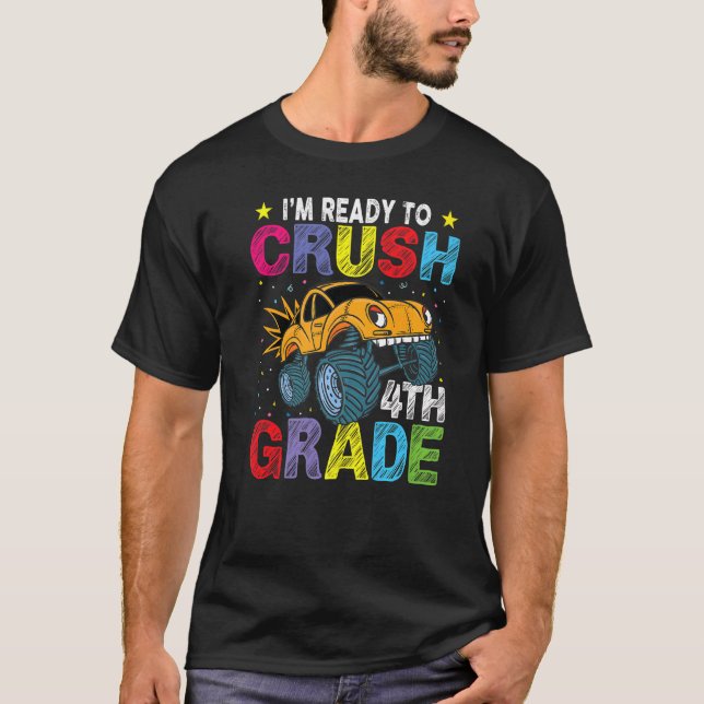 T-shirt Camion Monster Prêt À Écraser 4E Grade Retour À Sc (Devant)