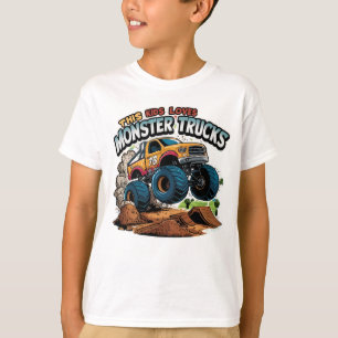 T-shirt Camion Monster S'Élevant Au-Dessus De Pile De Chem