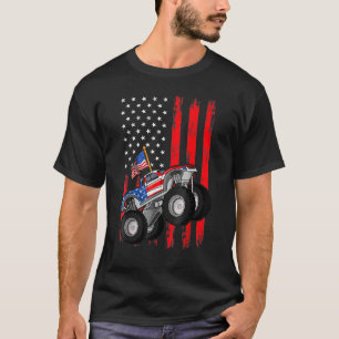 T-shirt Camion Monstre Enfant Garçons Drapeau Américain Ju
