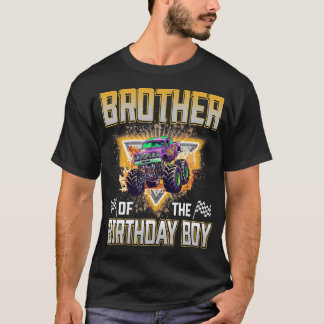 T-shirt Camion Monstre Frère Du Garçon Fêté