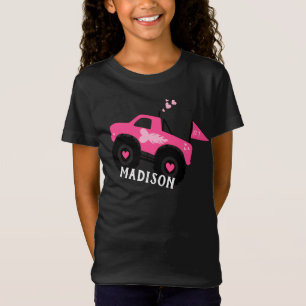 T-Shirt Camion monstre rose pâle pour filles personnalis