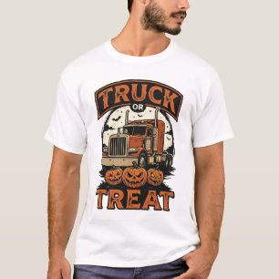 T-shirt Camion ou traiter Halloween Citrouille Semi Camion