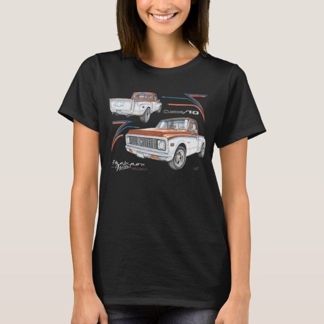 T-shirt Camion pick-up 1972 de Chevrolet C10 Stepside (Devant)