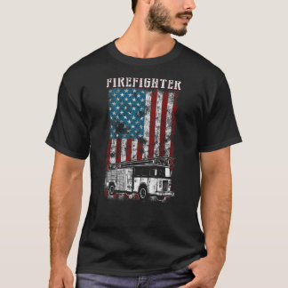 T-shirt Camion pompier en détresse Pompier américain en dé
