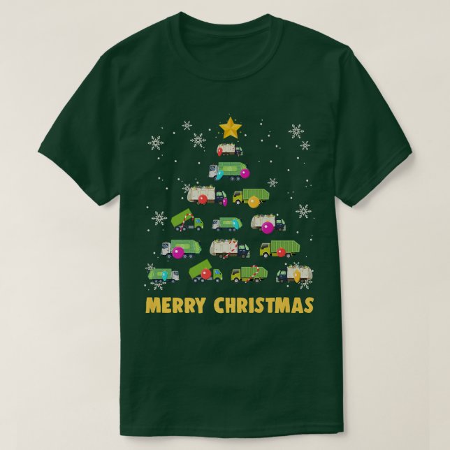 T-shirt Camion poubelle Arbre de Noël Garçons Camions (Design devant)