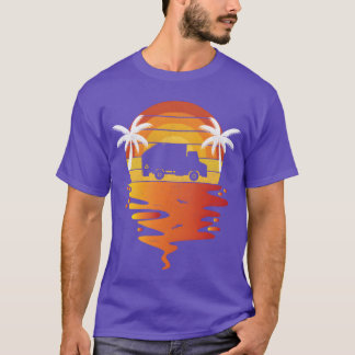T-shirt camion poubelle rétro coucher de soleil 70