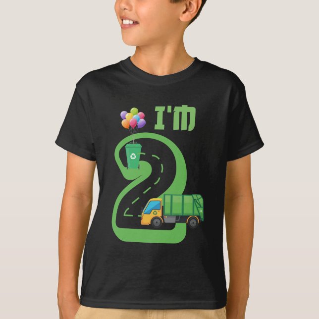 T-shirt Camion-poubelle vieux de 2 ans 2e anniversaire (Devant)