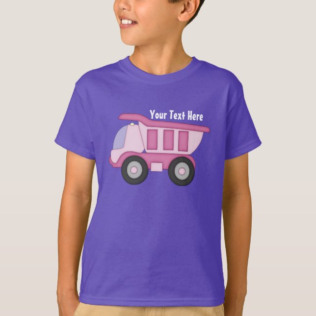 T-shirt Camion rose (personnalisé) (Devant)