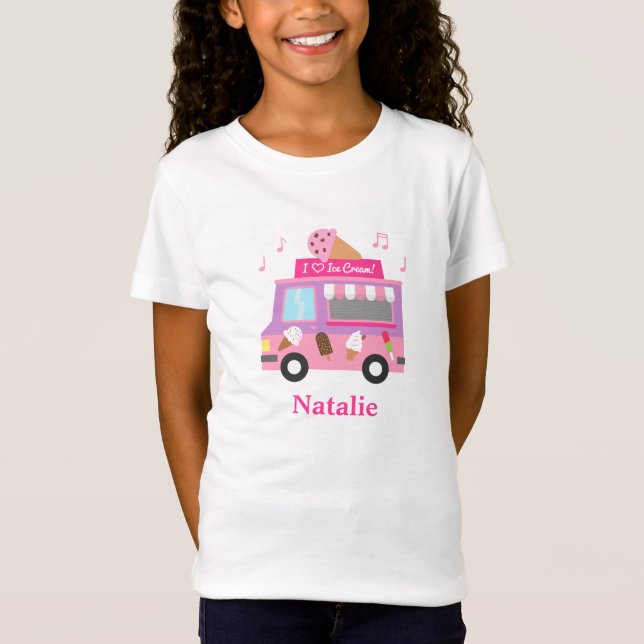 T-Shirt Camion rose pourpre doux de crème glacée pour des (Devant)