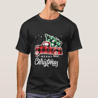 T-shirt Camion Rouge Agricole Style Avec Arbre