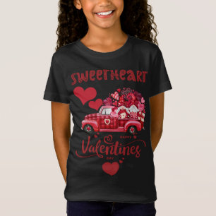 T-Shirt Camion Rouge Heureuse Sainte-Valentin Avec Lettres