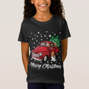 T-Shirt Camion Rouge Joyeux Arbre de Noël Basset Hound Chr