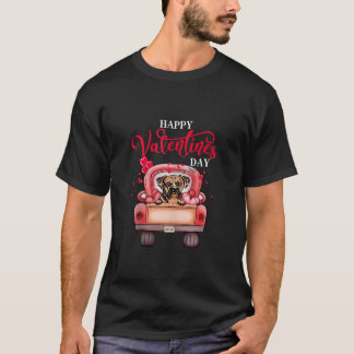 T-shirt Camion Rouge Joyeux Valentines Jour Boxer Chien Co