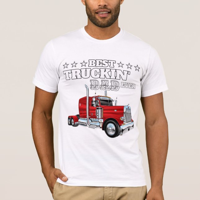 T-shirt Camion rouge, meilleur papa (Devant)