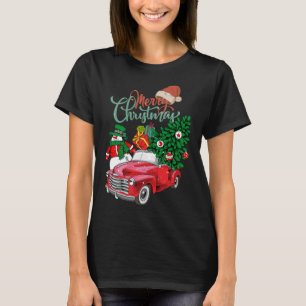 T-shirt Camion rouge ramasse Arbre de Noël Joyeux Noël Sn