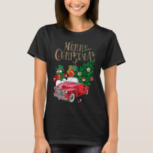 T-shirt Camion rouge transportant un arbre de Noël
