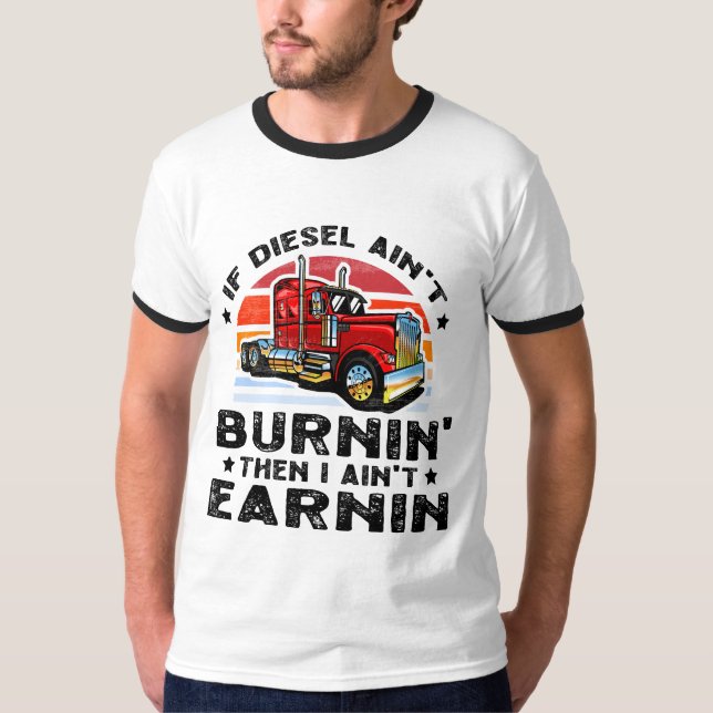 T-shirt Camionneur Diesel Big Rig Semi-Trailer Conducteur (Devant)