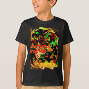 T-SHIRT CAMIONS DE MONSTER SUR LE FEU POUR UN VÉRITABLE T-