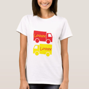 T-shirt Camions Rouges Jaunes Retro Typographie Art