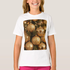 T-shirt Camiseta Bolas Douradas de Natal