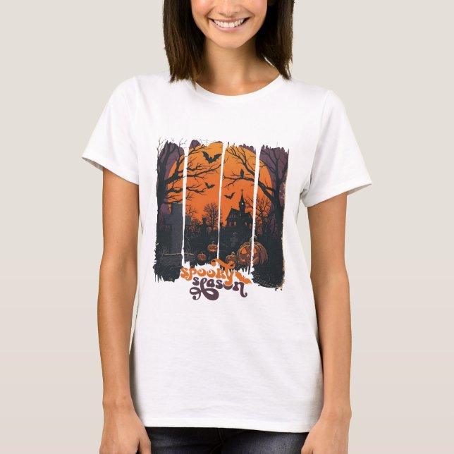 T-shirt Camiseta de Terror con Mansión Encantada (Devant)