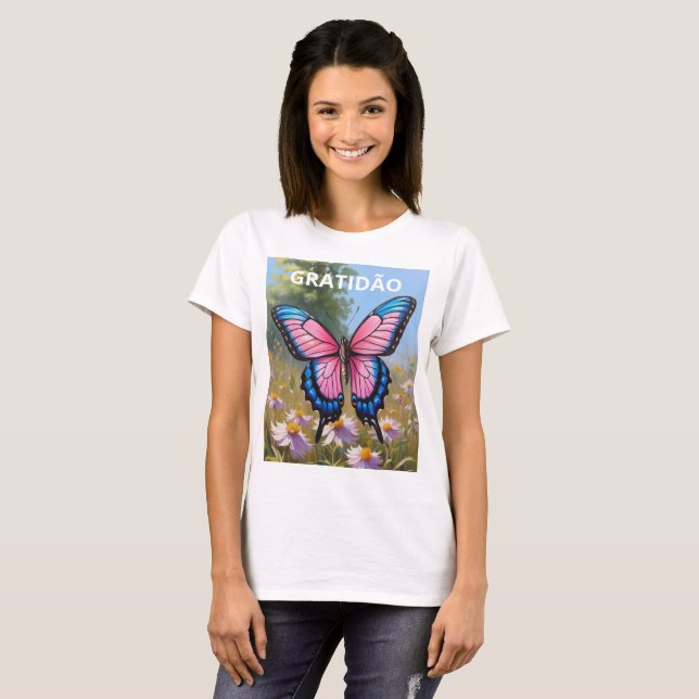 T-shirt  Camiseta Feminina Básica Borboleta (Devant entier)
