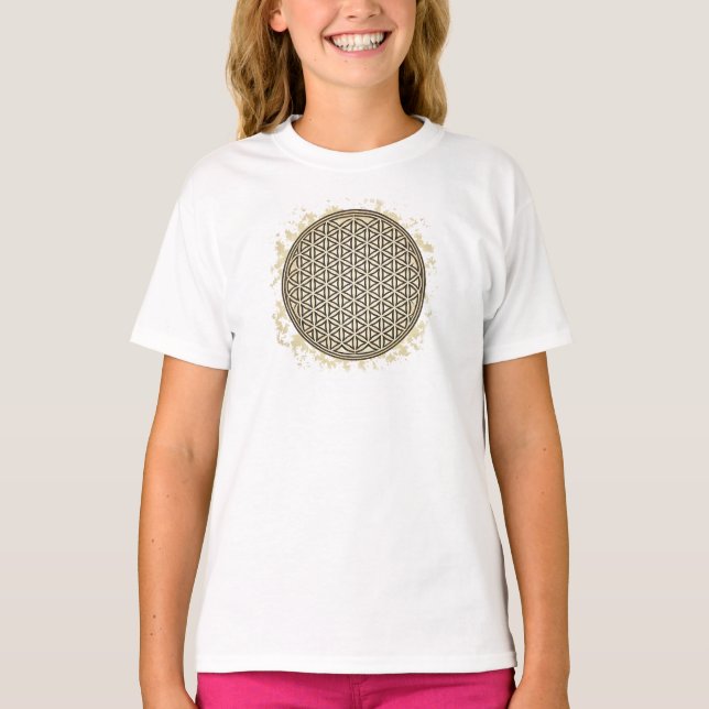 T-shirt Camiseta Feminina Juvenil Básica Flôr da Vida-3 (Devant)