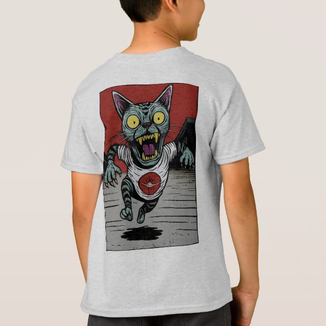 T-shirt Camiseta Infantil Zombie Runner Cat - Back (Dos)