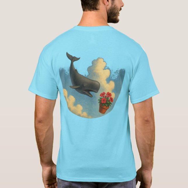 T-shirt Camiseta Masc. Whale And Bowl Of Petunias - Back (Dos)