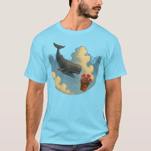 T-shirt Camiseta Masc. Whale And Bowl Of Petunias - Front (Devant)