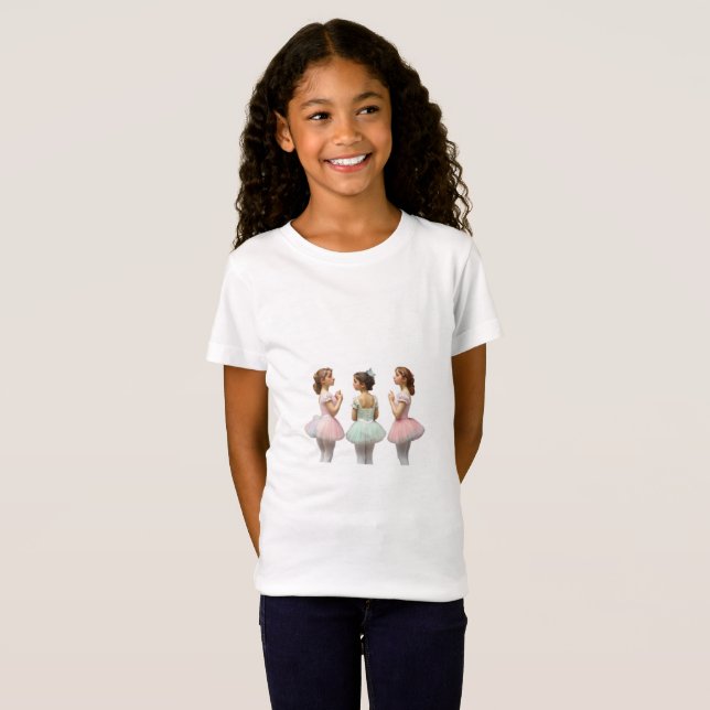 T-Shirt Camiseta para niña con 3 bailarinas con tutús (Devant entier)