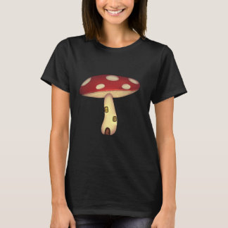 T-shirt camiseta preta com estampa de cogumelo