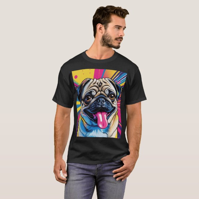 T-shirt Camiseta Pug Pop Art 01  (Devant entier)