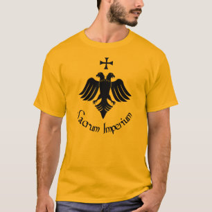 T-shirt camiseta Sacro Império com águia bicéfala e cruz