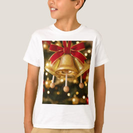 T-shirt Camiseta Sinos de Natal Dourados